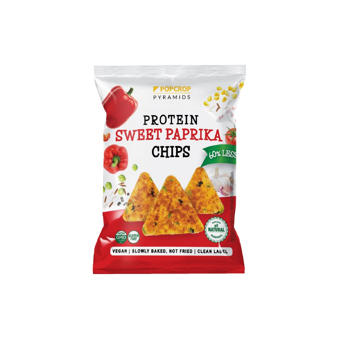 Vegan Chips Πρωτεΐνης με Πάπρικα Γλυκιά 60g Popcrop