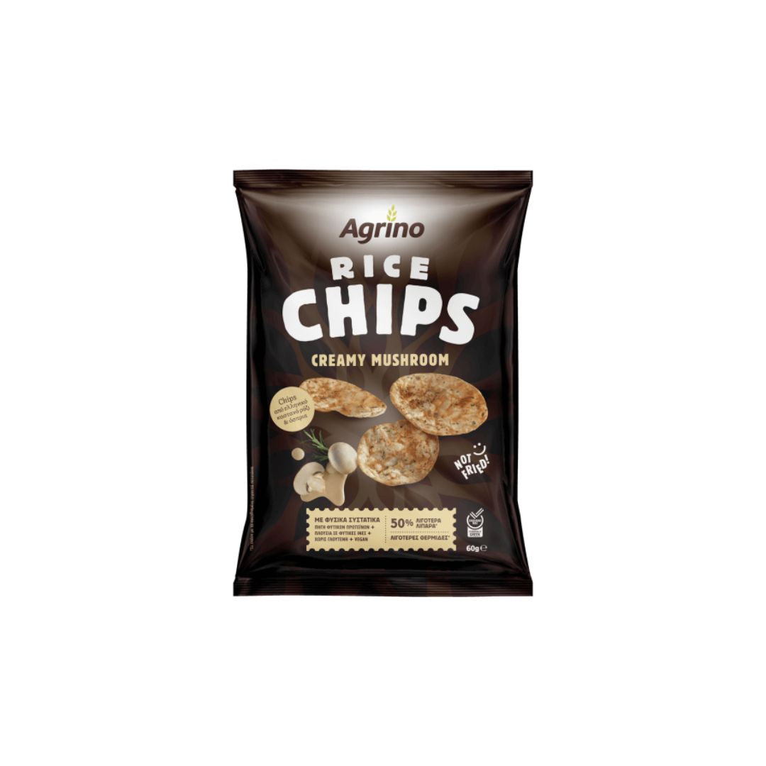 AGRINO Τσίπς Ρυζιού Creamy Mushrooms 60g
