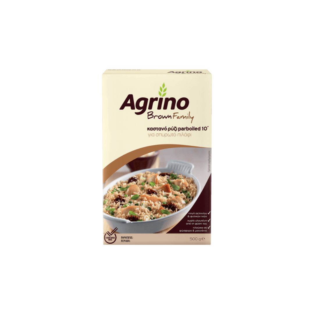 Καστανό ρύζι parboiled 10' AGRINO, 500g