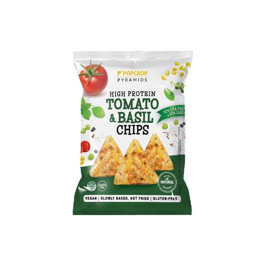 Vegan Chips Πρωτεΐνης με Τομάτα & Βασιλικό 60g Popcrop